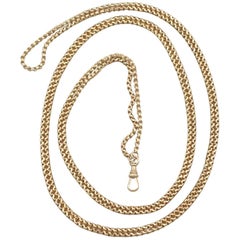 1890s Antique Victorian Yellow Gold Longuard Chain