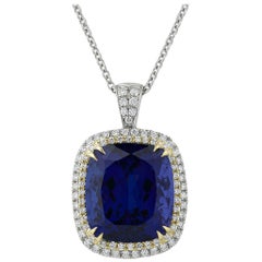 Untreated 24.16 Carat Cushion-Cut Tanzanite Pendant