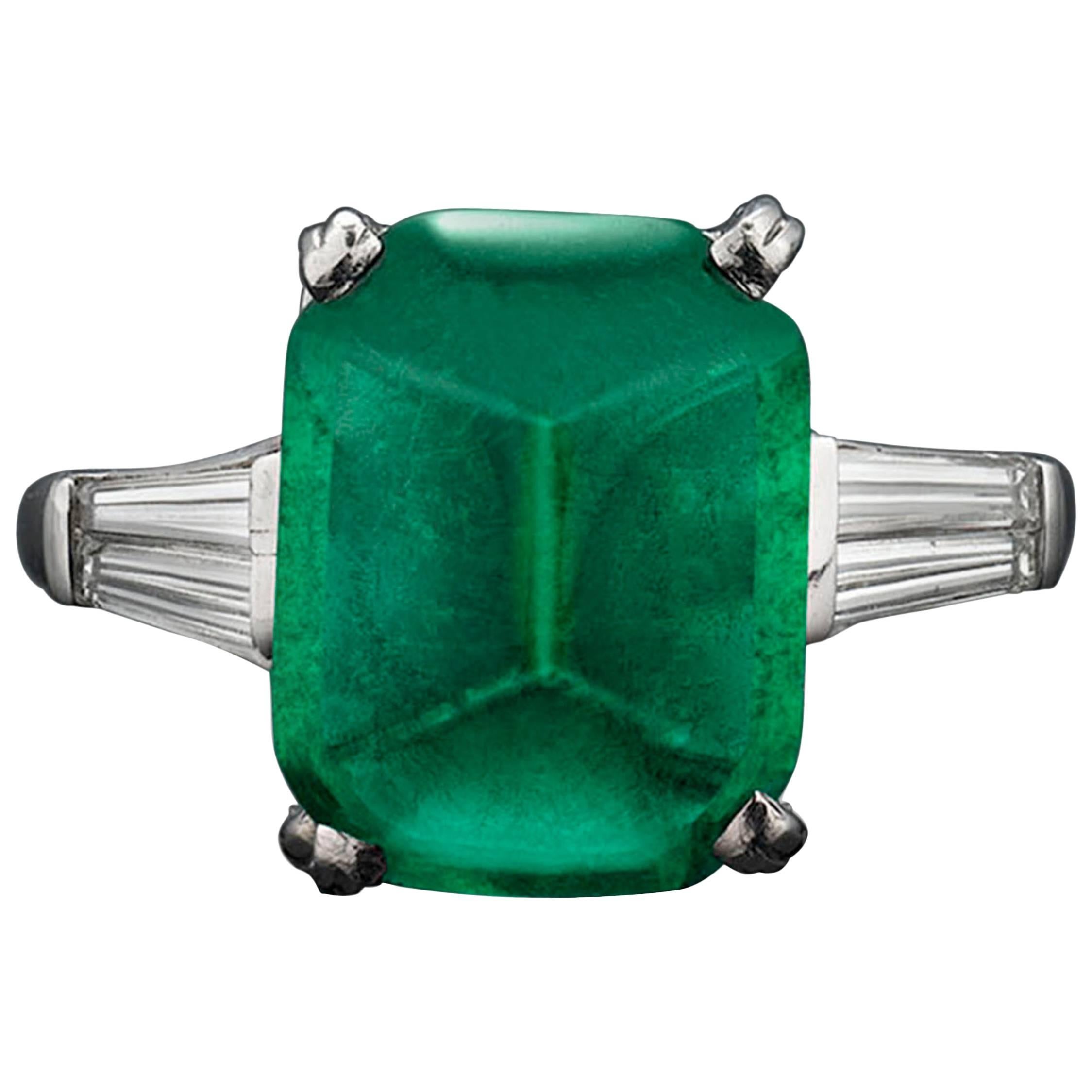 Oscar Heyman 7.00 carat Sugar Loaf Emerald Ring