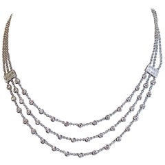 1.69 Carat Contemporary Diamond Necklace, 18 Carat White Gold, Hallmarked 2002