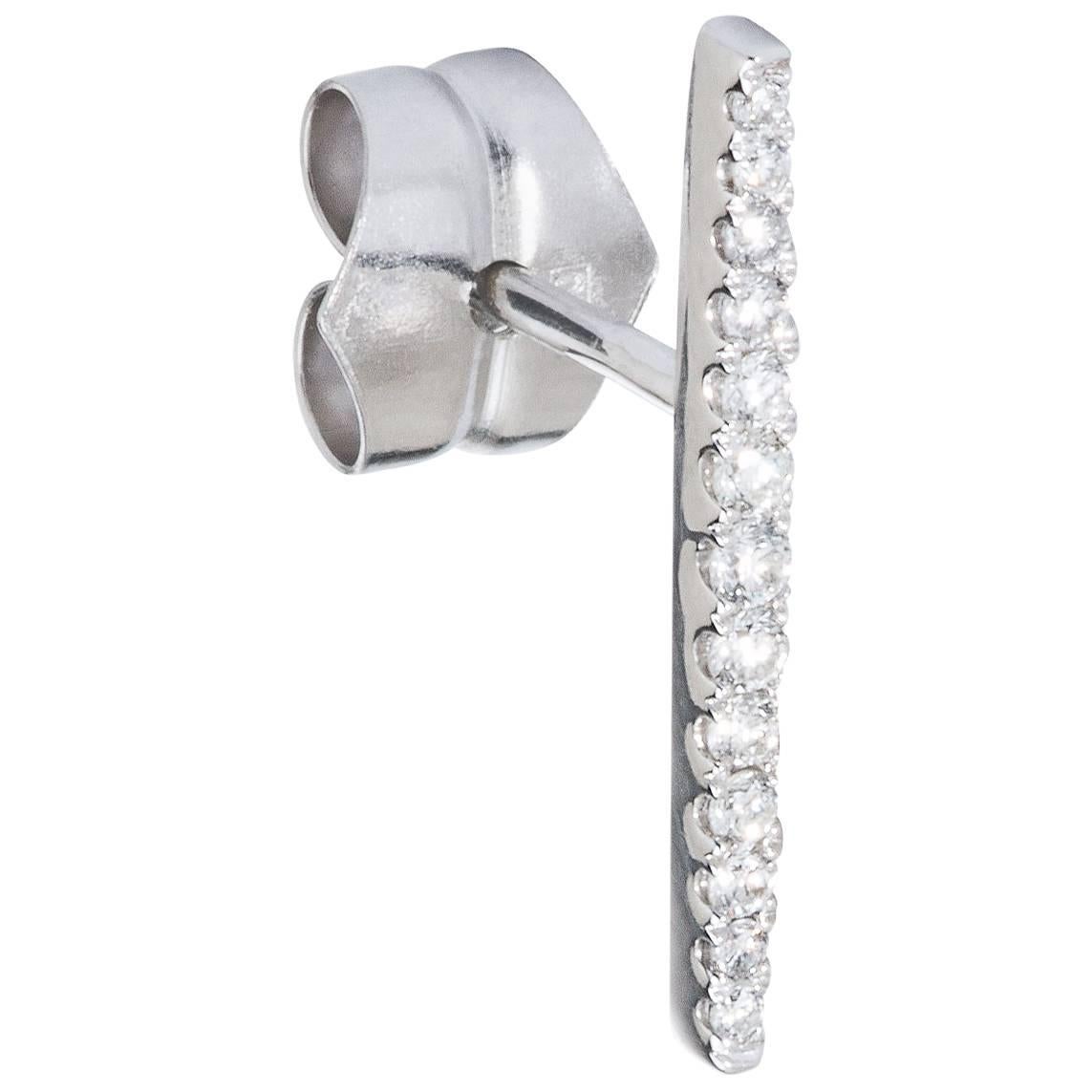 13 White Diamonds 0.11 Carat 18 Karat White Gold One Stud Earrings For Sale