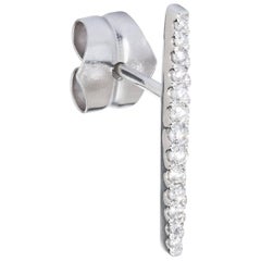 13 White Diamonds 0.11 Carat 18 Karat White Gold One Stud Earrings