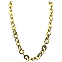 Pomellato 18 Karat Satin Finish Gold Link Chain Necklace