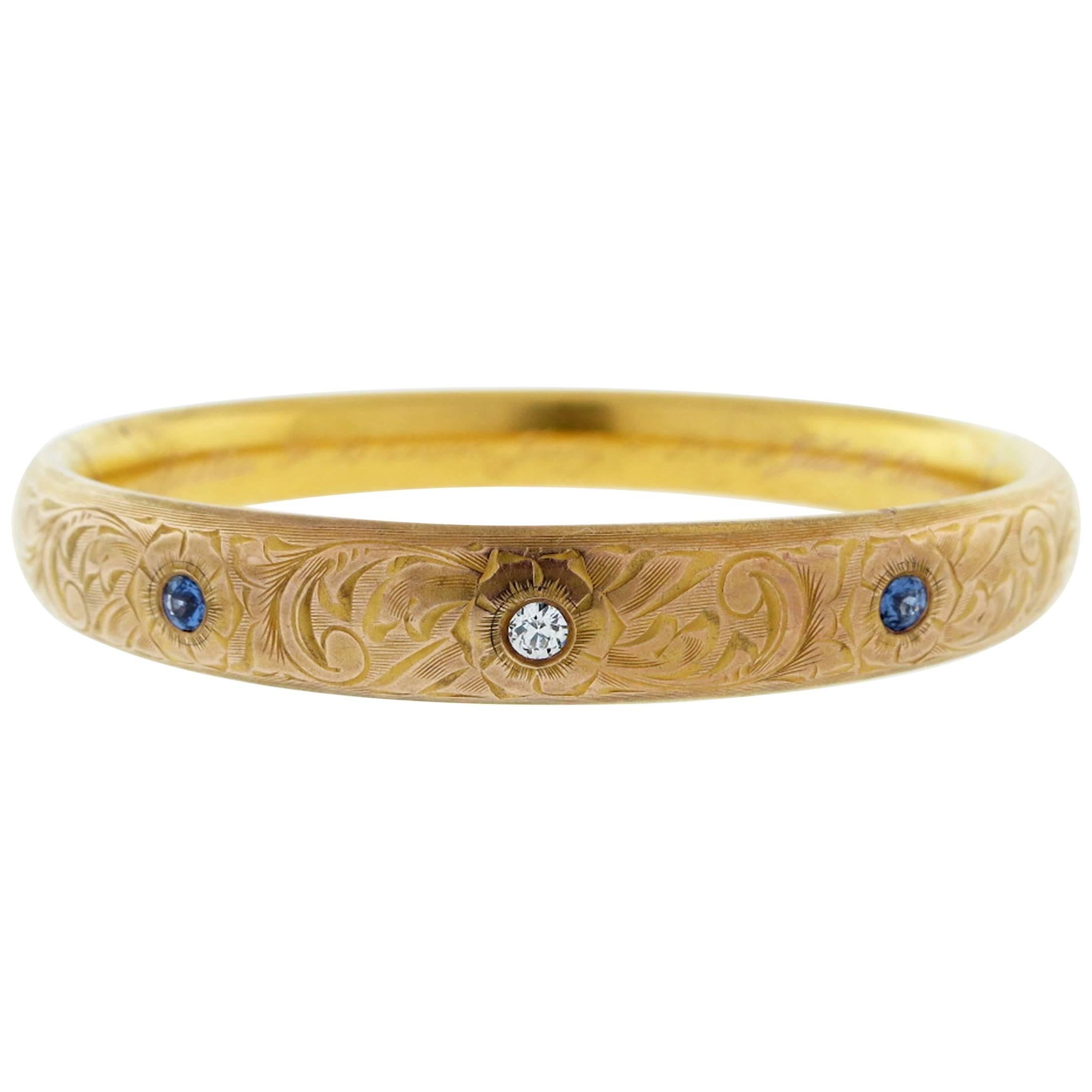 Antique Sapphire and Diamond Bangle Dated 1908