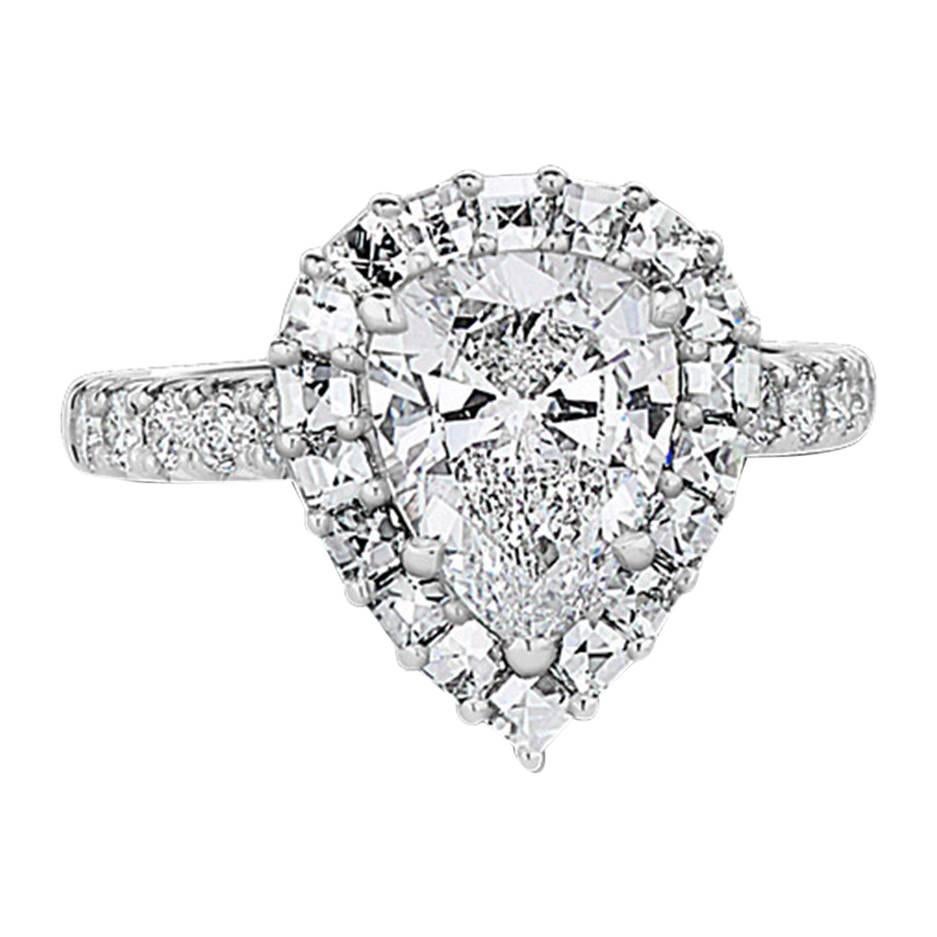 GIA Certified 2.39 Carat Pear Shape Diamond Platinum Engagement Ring