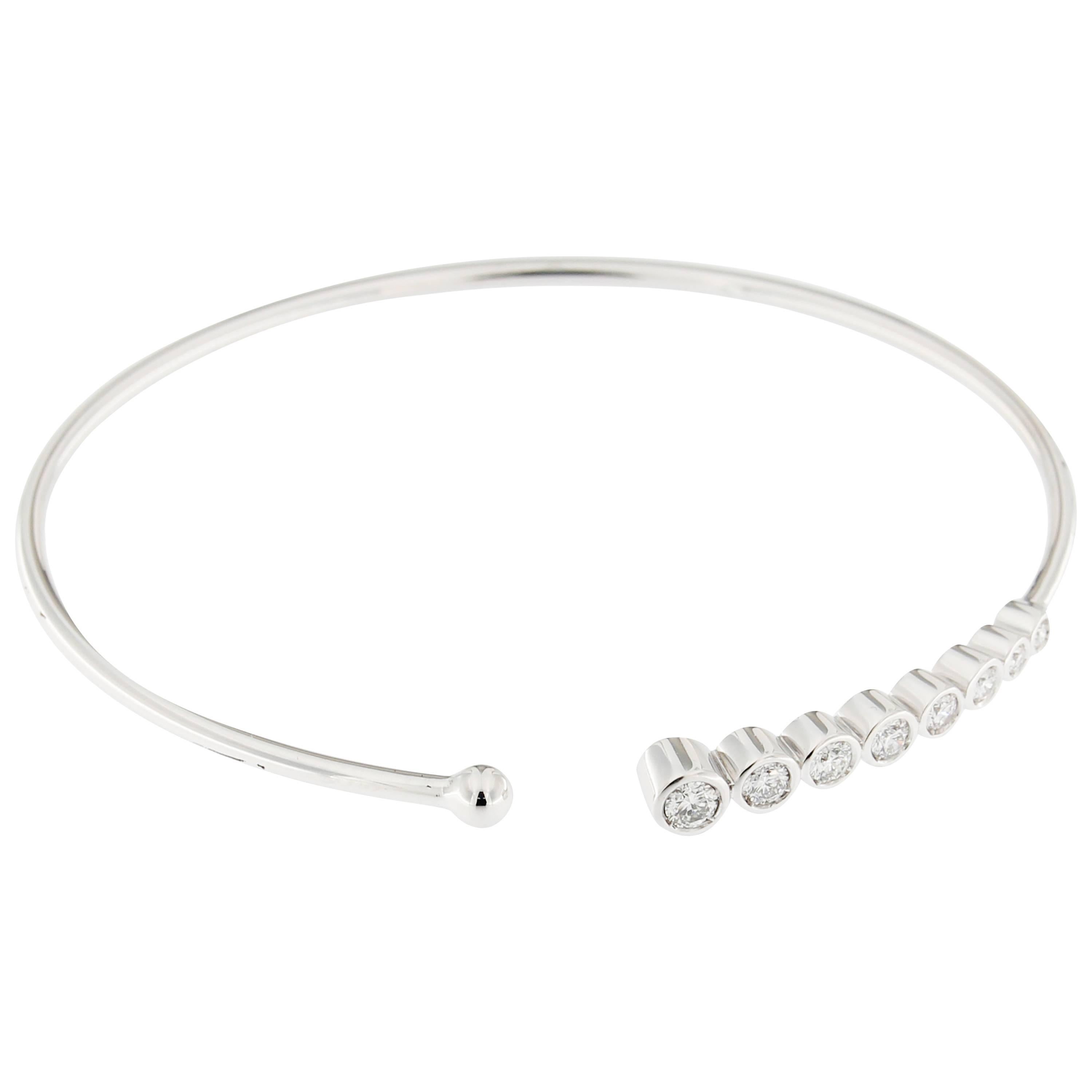 Jona White Diamond 18k White Gold Bangle Bracelet