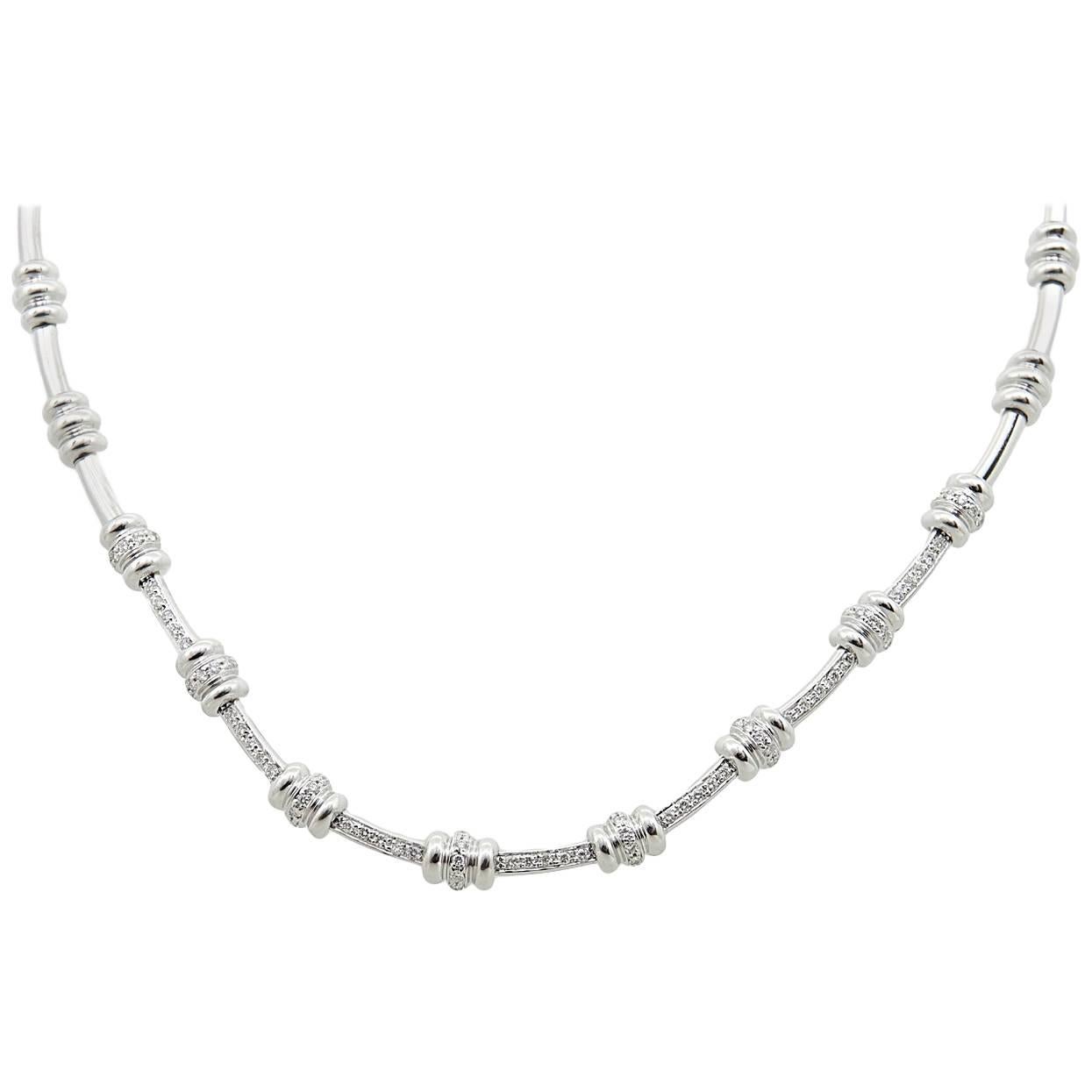 Diamond Collar White Gold Necklace For Sale