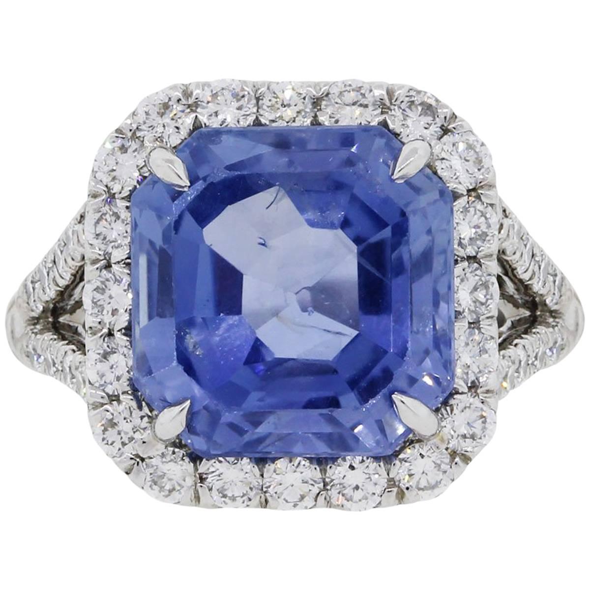 8.13 Carat Ceylon Sapphire Diamond Ring