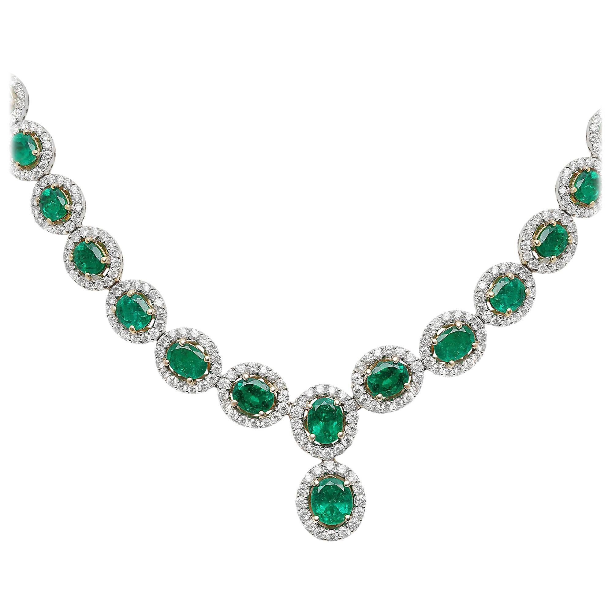 Emerald Diamond Necklace For Sale