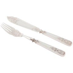 Antique Fabergé Silver Cornucopia Service Fish Knife and Fork, circa 1900