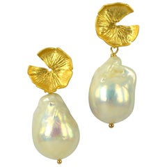 Decadent Jewels Gold Baroque Pearl Earrings