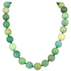 Decadent Jewels Green Grass Agate Silver Necklace