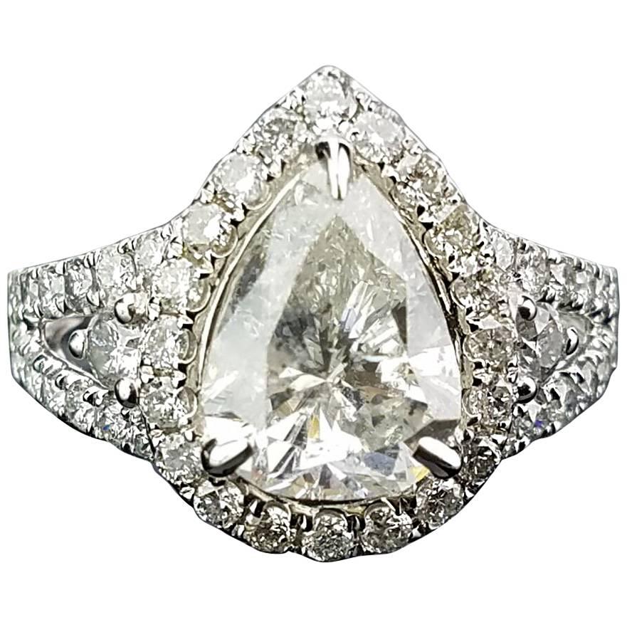 2.18 Carat Pear Shape Diamond Ring For Sale