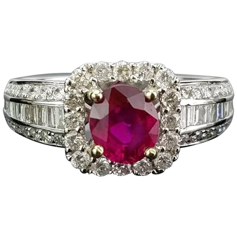 Oval Ruby and Diamond Band Ring