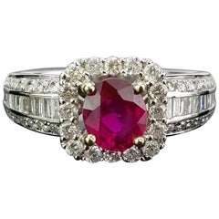 Oval Ruby and Diamond Band Ring