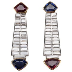 Ruby Sapphire Diamond Earrings Ruby Sapphire Diamond Earrings