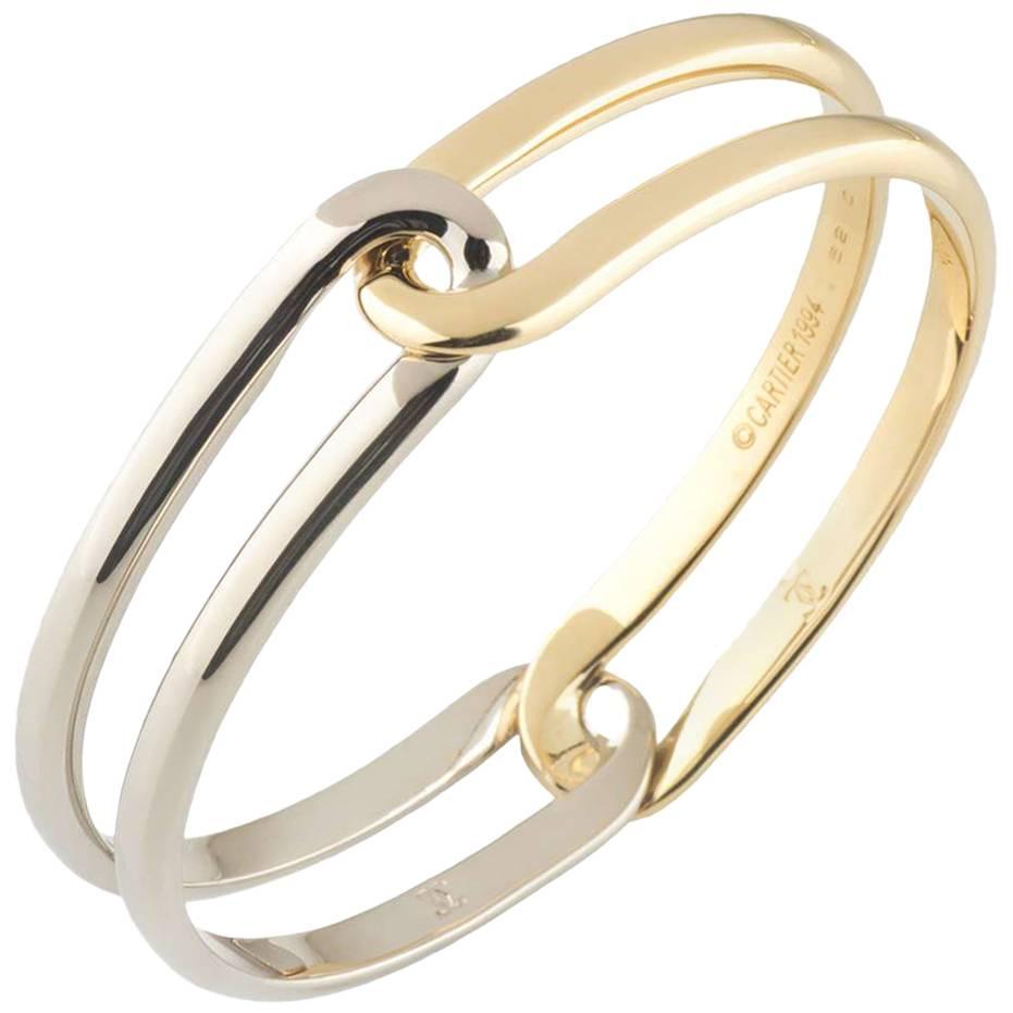 Cartier White and Yellow Gold Bangle