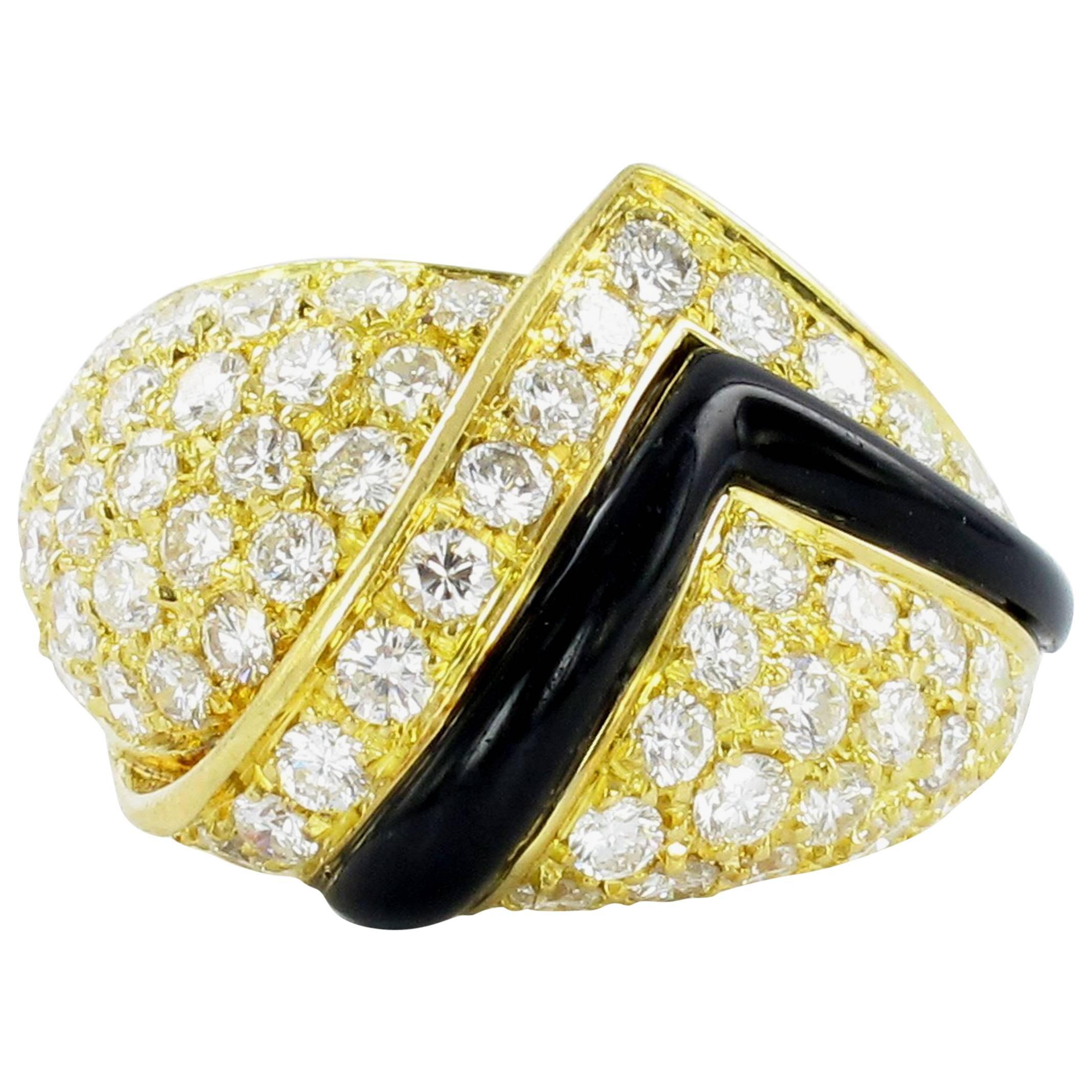 Black Chalcedony Diamond Gold Ring For Sale