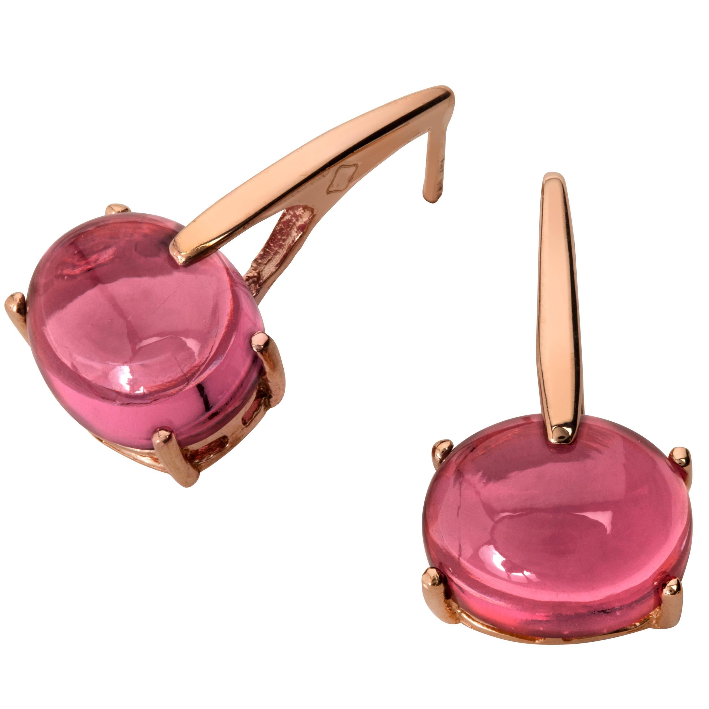 MAVIADA
s 18 Karat Rose Gold Vermeil Pink Tourmaline, Gold Drop Long Earrings
