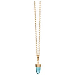 MAVIADA's Modern Minimalist Aqua Blue 18 Karat Yellow Gold Pendant Necklace