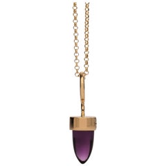 MAVIADA's Modern Minimalist Purple Amethyst 18 Karat Gold Pendant Necklace