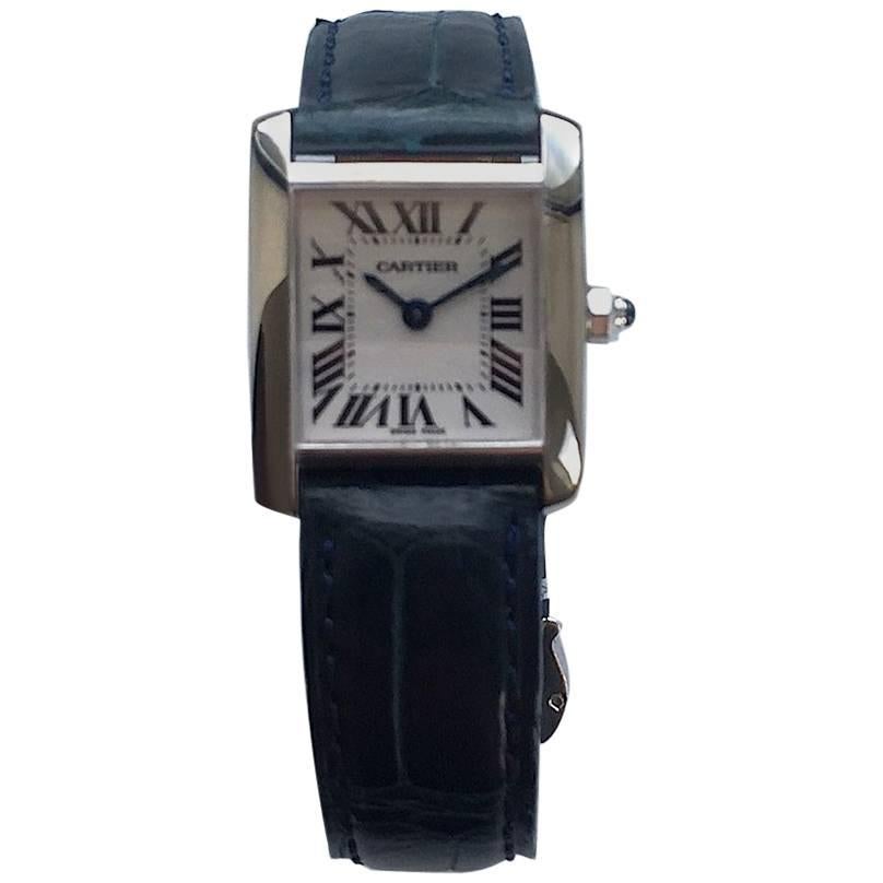 Cartier Ladies White Gold Tank Quartz Wristwatch