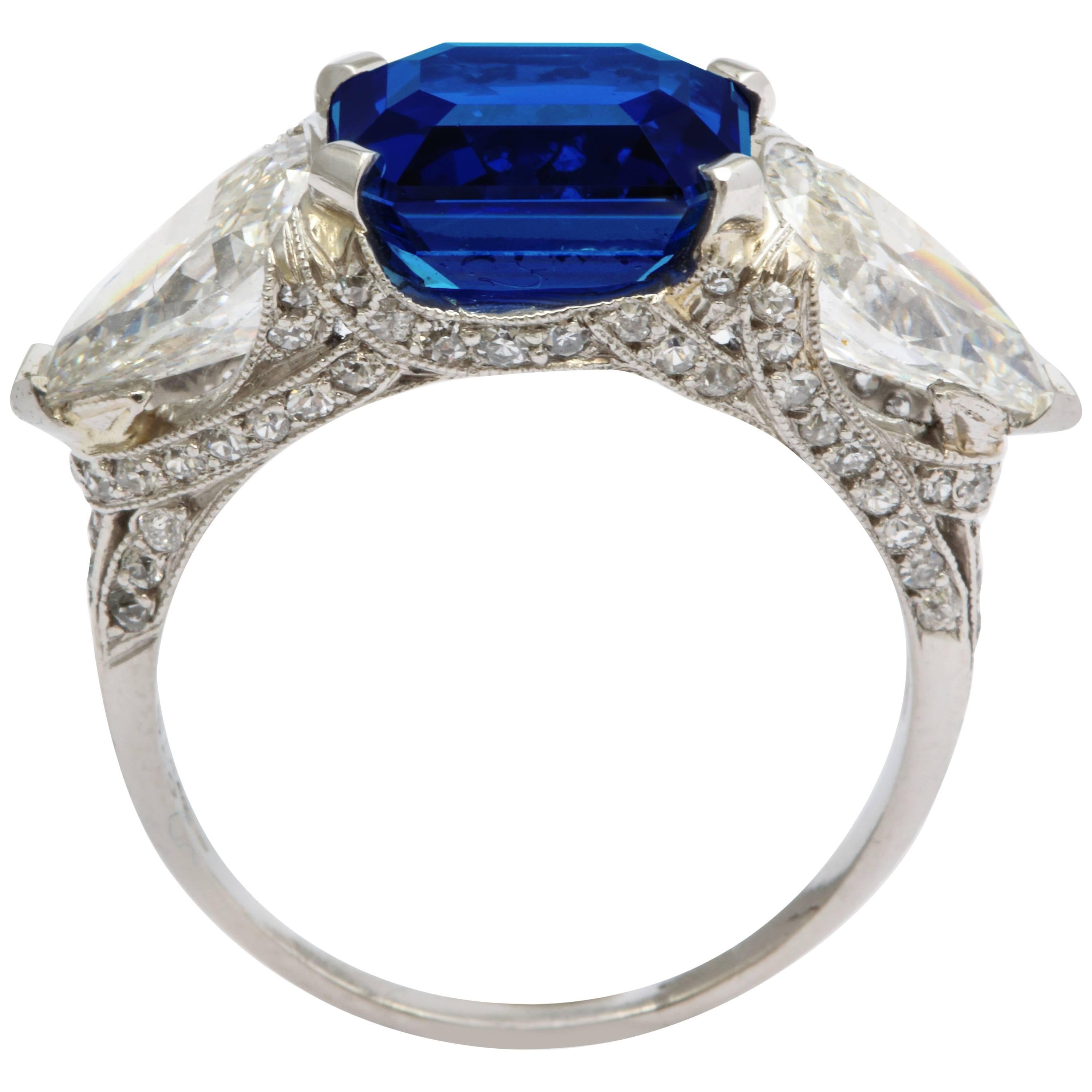 Tiffany & Co. Gubelin Certified 4.65 Carat Royal Blue Burmese Sapphire Ring