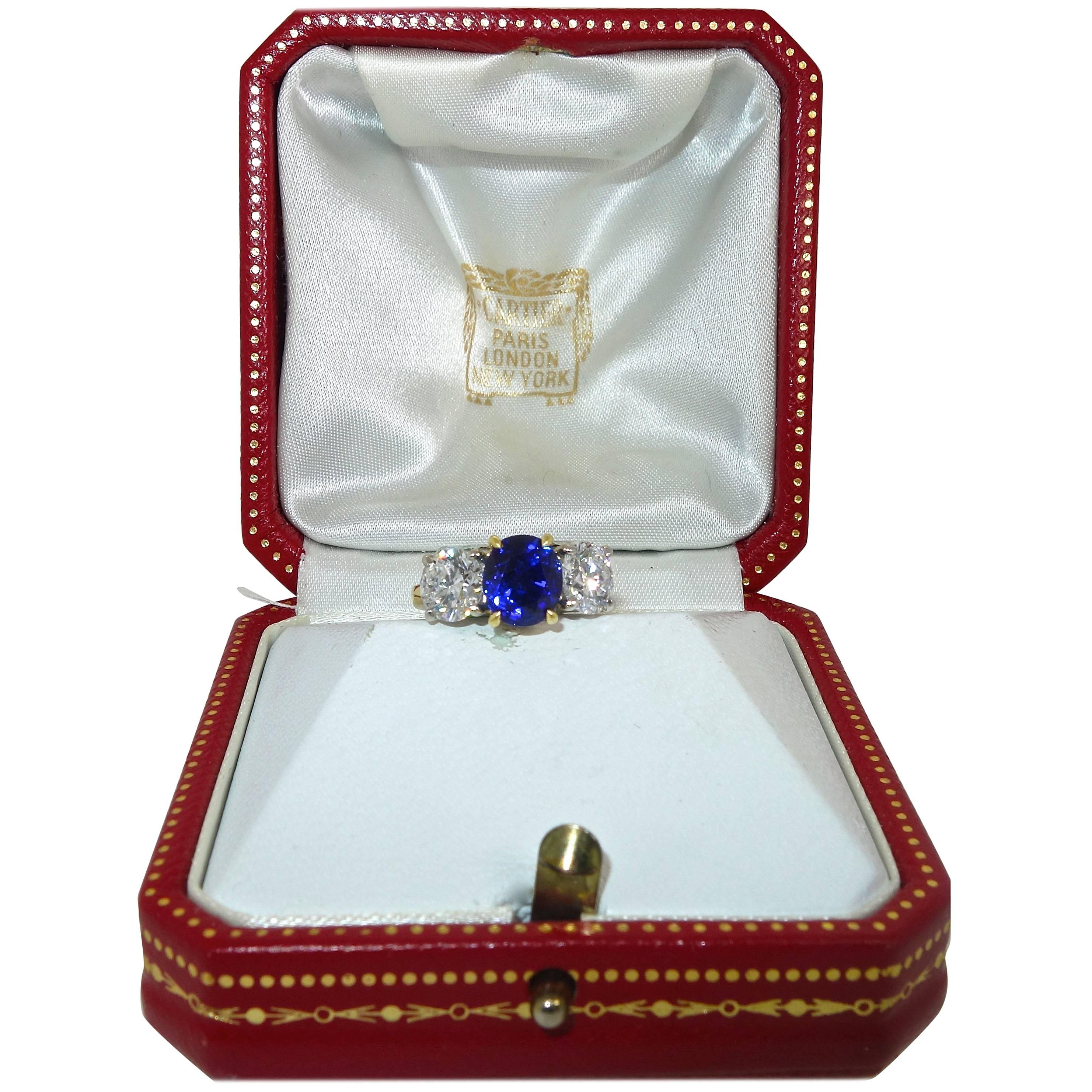 Cartier Diamond and Sapphire Ring
