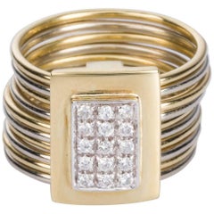 Damiani Multi-Band 18 Karat Yellow and White Gold Diamond Ring