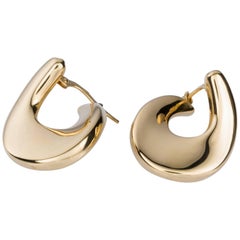 9 Karat Yellow Gold Swirl Hoop Earrings