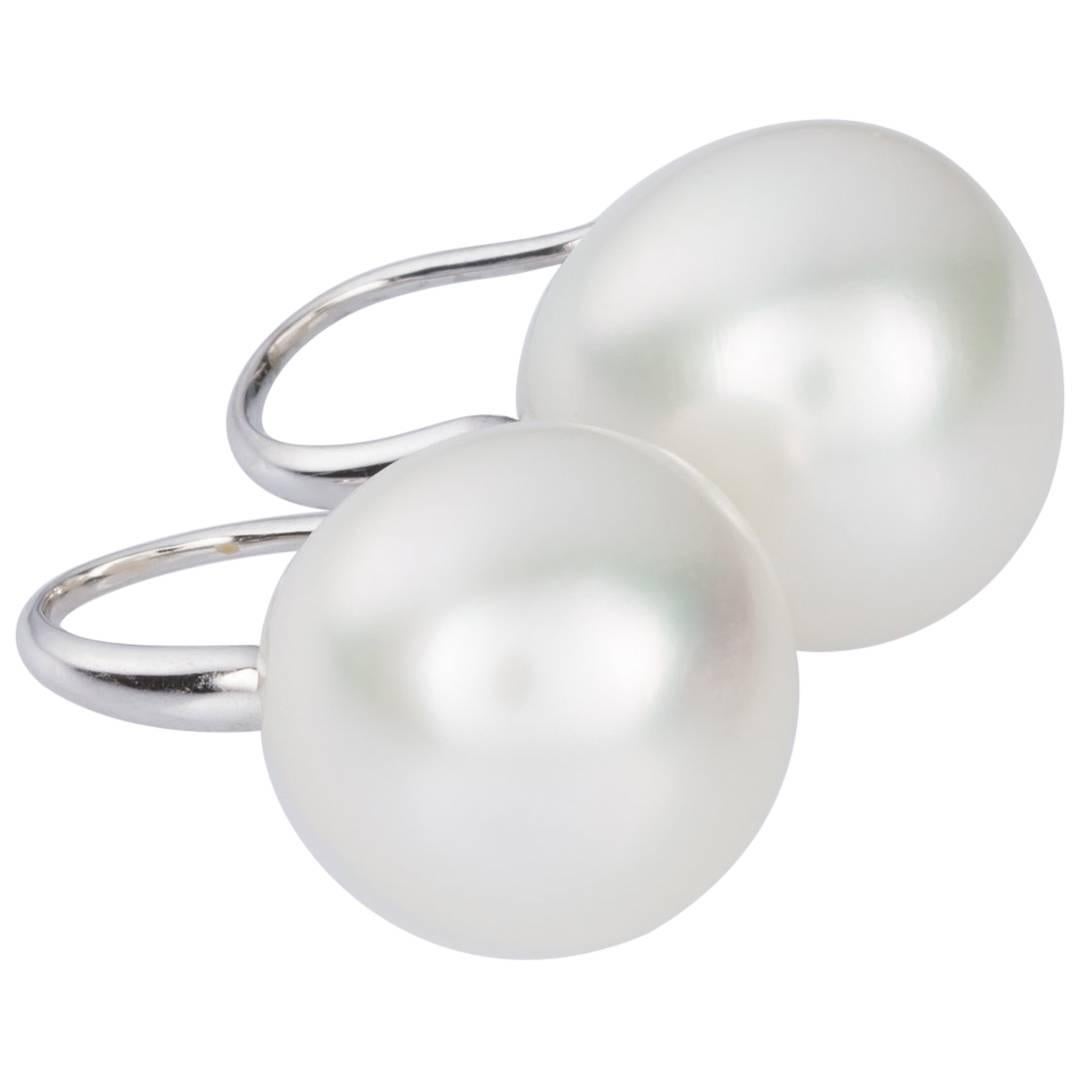 18 Karat White Gold South Sea Pearl Drop Earrings