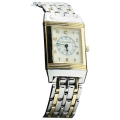 Jaeger LeCoultre Yellow Gold Stainless Steel Reverso Quartz Wristwatch