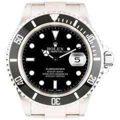 Used Rolex Stainless Steel Submariner Date Black Dial Automatic Wristwatch Ref 16610