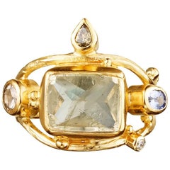 Bergsoe Beryl Diamonds Gold Ring