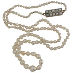 Victorian Asprey Natural Seed Pearl Gold Necklace