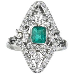 Antique Edwardian Emerald and Diamond Ring