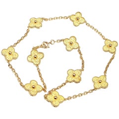 Van Cleef & Arpels Vintage Alhambra Ten Motif Gold Necklace