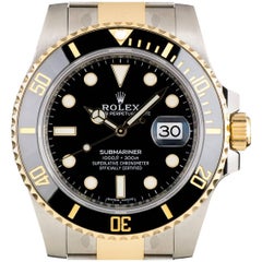 Rolex Yellow Gold Stainless Steel Submariner Date Ceramic Bezel Wristwatch 