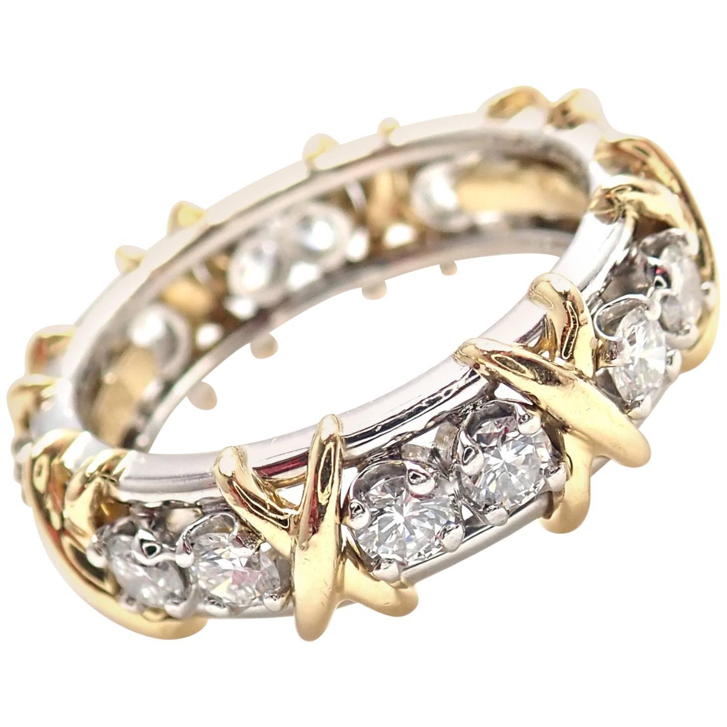 Tiffany & Co. Jean Schlumberger 16-Stone Diamond Gold Platinum Band Ring
