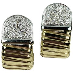 Carlo Weingrill Yellow Gold White Diamond Stud Earrings 