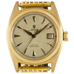 Rolex Yellow Gold Vintage Semi Bubble Back Oyster Perpetual Manual Wristwatch