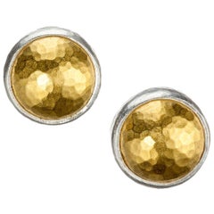 Gurhan “Amulet” Stud Earrings in 24 Karat Yellow Gold and Sterling Silver