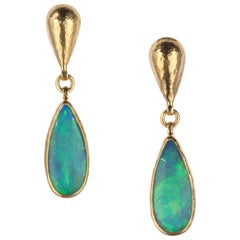 Gurhan Opal Drop Earrings in 24 Karat Yellow Gold