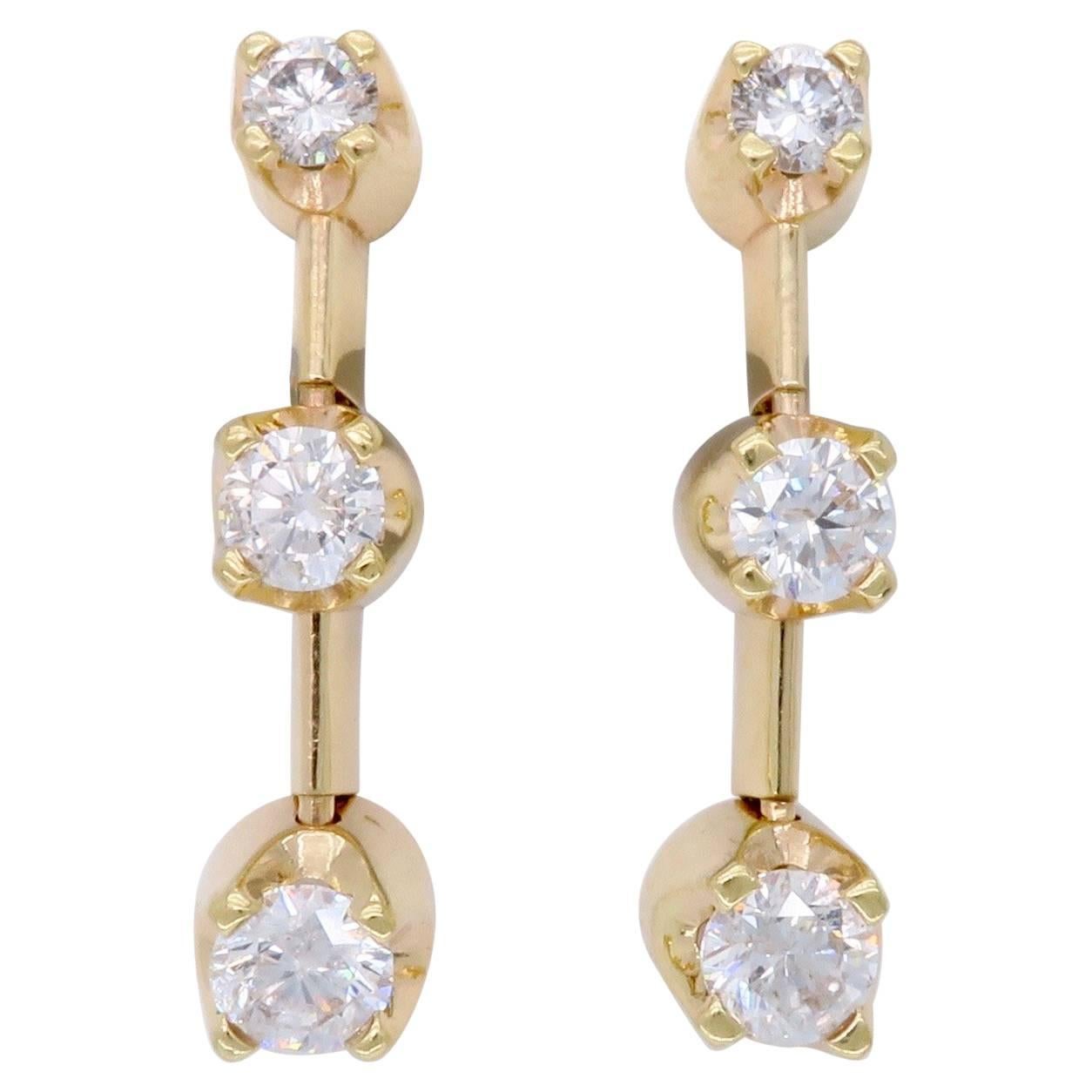 Three-Stone Drop Diamond Earrings