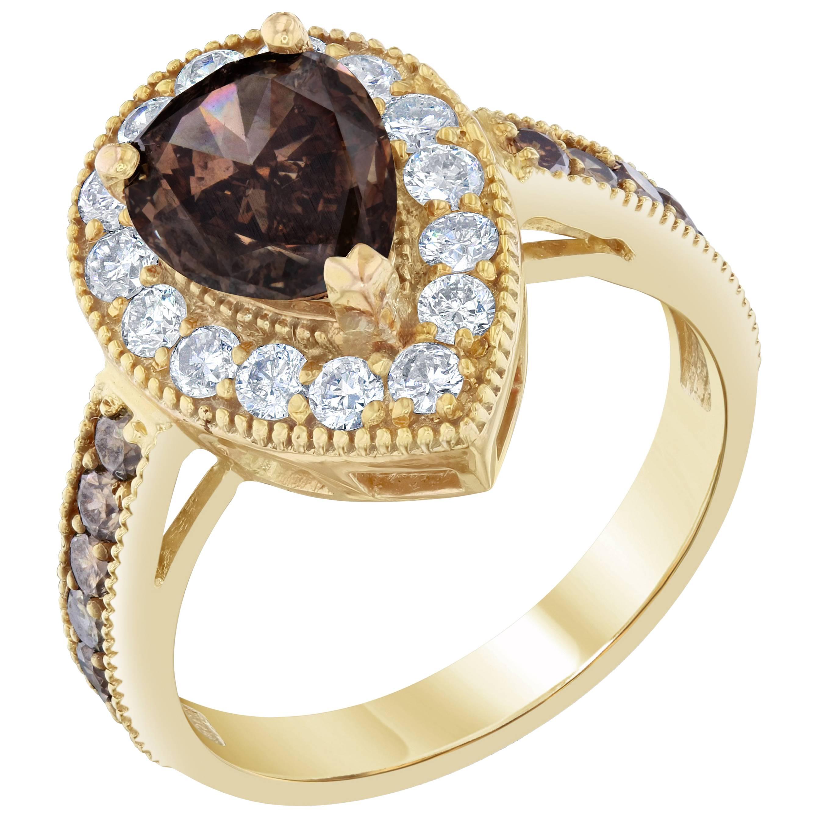 2.77 Carat Yellow Gold Fancy Diamond Vintage Style Ring
