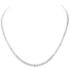 Retro Diamond Platinum Riviere Tennis Necklace