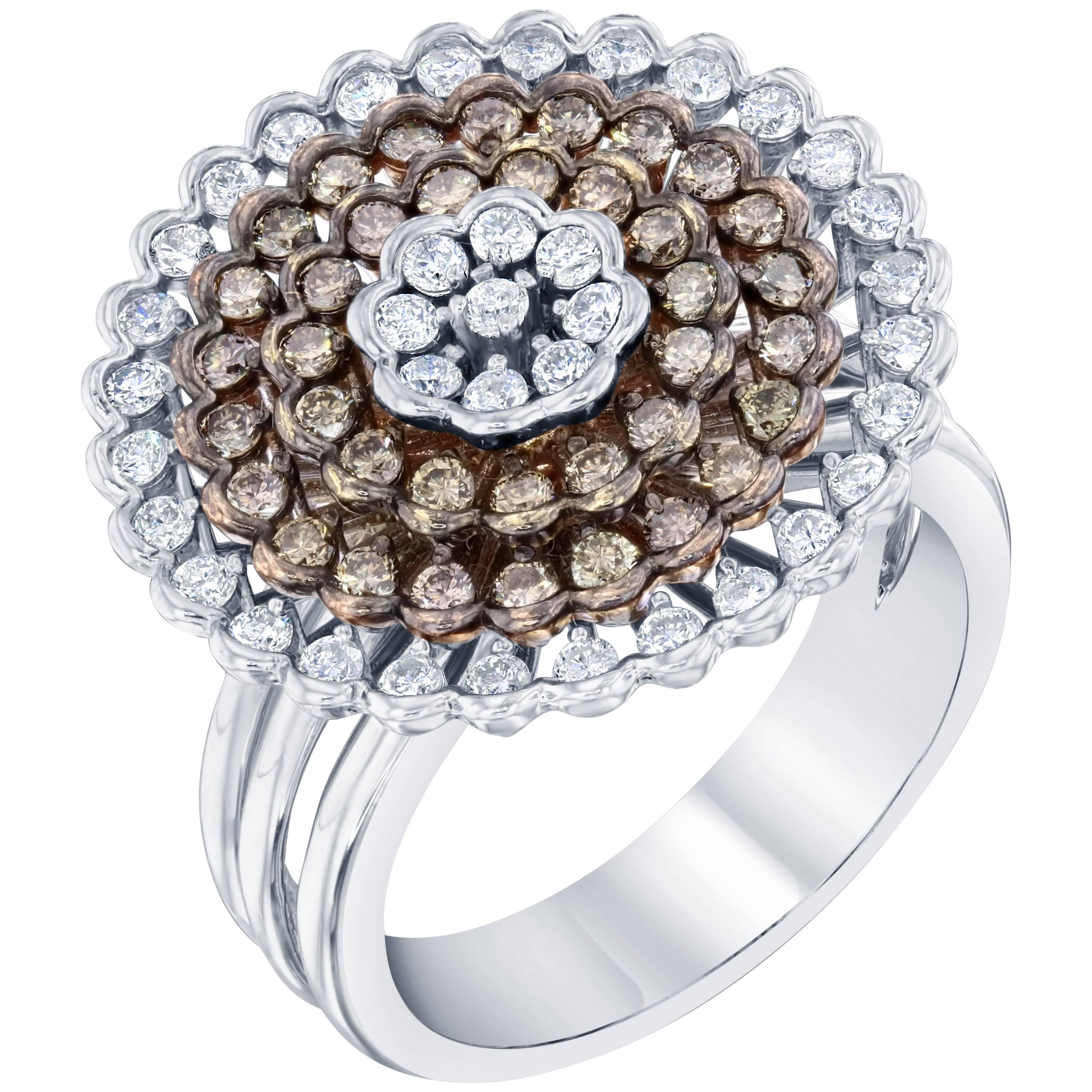 1.22 Carat White Gold Fancy Diamond Dome Ring