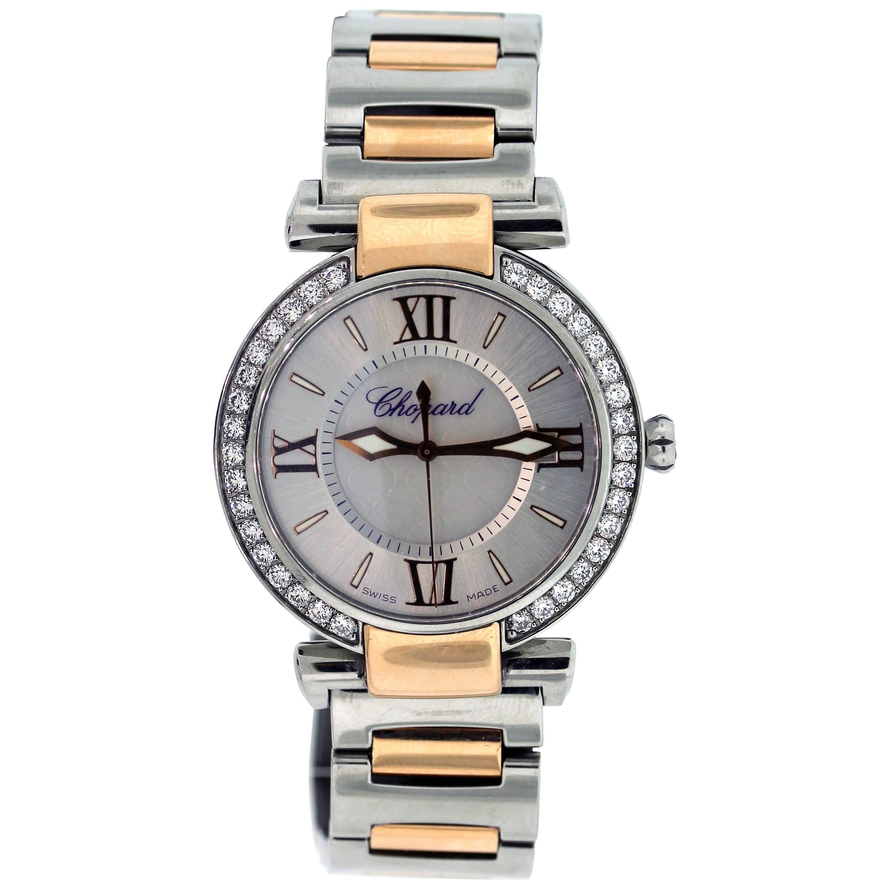 Chopard Rose Gold Stainless Steel Diamond Imperial Quartz Wristwatch