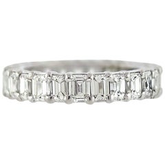 Emerald Cut Diamond Platinum Eternity Band 3.80 Carat