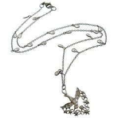 Saint Esprit Silver Paste White Topaz Dove Necklace